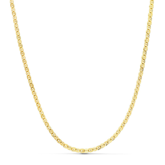 18k Cadena Oro Amarillo Forzada Hueca Eslabon Tallado Largo 45 Cm Ancho 2 Mm | Joyería Gimeno | Tu joyería de confianza en Valencia