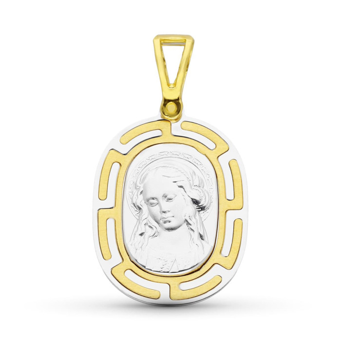 18k Medalla Oro Bicolor Virgen NiÑa 22x16 Mm | Joyería Gimeno | Tu joyería de confianza en Valencia