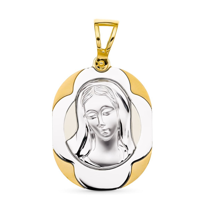 18k Medalla Oro Bicolor Virgen NiÑa 24x17 Mm | Joyería Gimeno | Tu joyería de confianza en Valencia