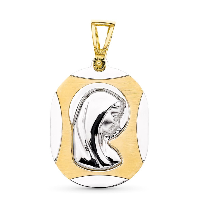 18k Medalla Oro Bicolor Virgen NiÑa 24x17 Mm | Joyería Gimeno | Tu joyería de confianza en Valencia