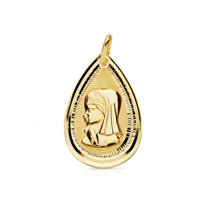 18k Medalla Virgen NiÑa Lagrima Bisel 20x14 Mm | Joyería Gimeno | Tu joyería de confianza en Valencia