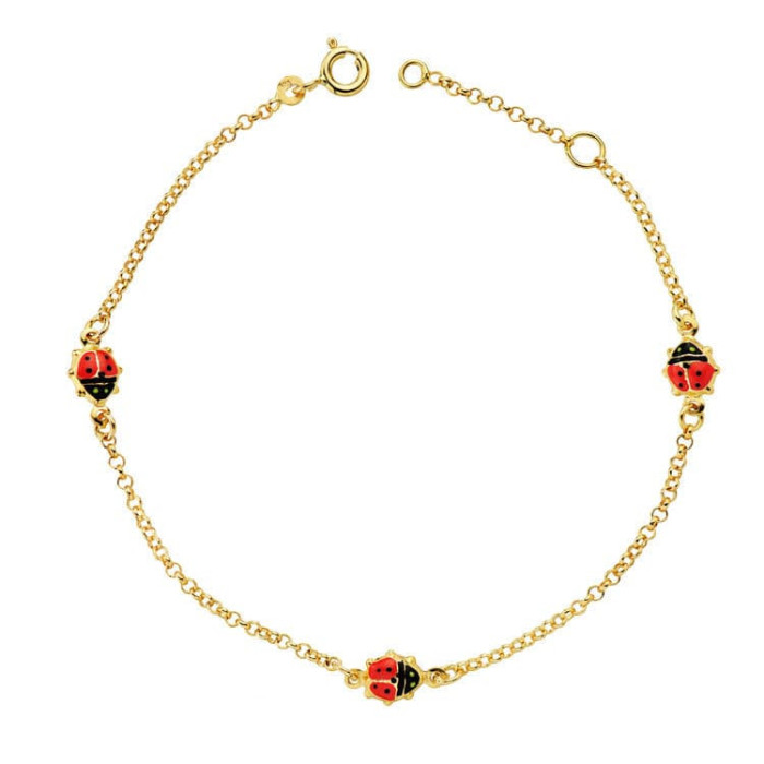 18k Pulsera Mariquitas Esmalte 17.5cm | Joyería Gimeno | Tu joyería de confianza en Valencia