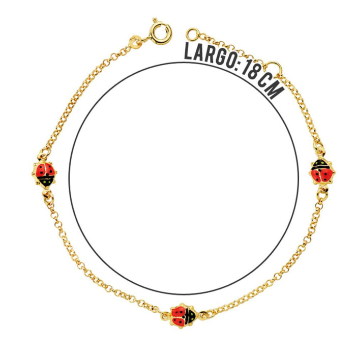 18k Pulsera Mariquitas Esmalte 17.5cm | Joyería Gimeno | Tu joyería de confianza en Valencia