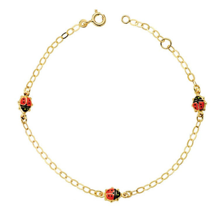 18k Pulsera Mariquitas Esmalte 18cm | Joyería Gimeno | Tu joyería de confianza en Valencia