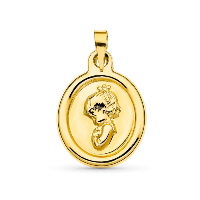 18k Medalla Oro Amarillo Virgen NiÑa 22x16 Mm | Joyería Gimeno | Tu joyería de confianza en Valencia