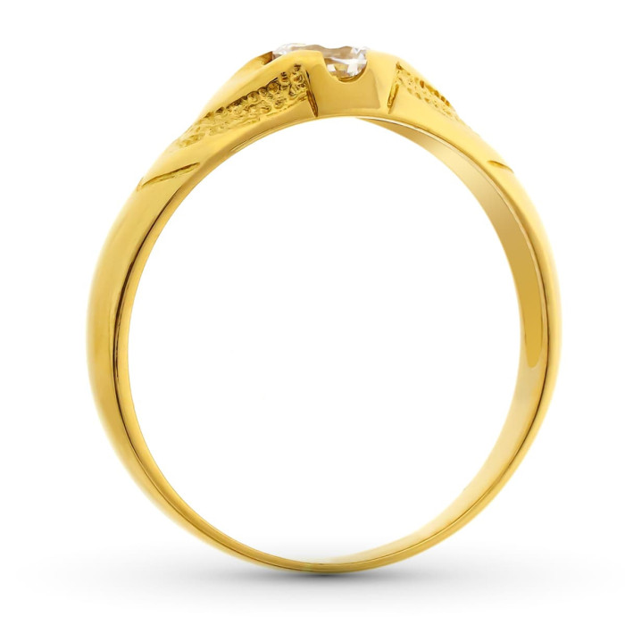 18k Solitario Oro Amarillo Cadete Ancho 6 Mm Circonita 4 Mm Sin Forrar | Joyería Gimeno | Tu joyería de confianza en Valencia