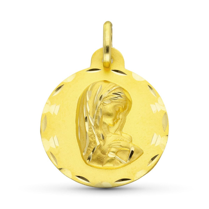 18k Medalla Oro Amarillo Virgen NiÑa Tallada 22 Mm | Joyería Gimeno | Tu joyería de confianza en Valencia