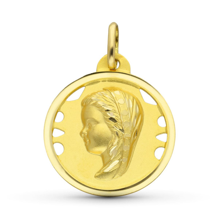 18k Medalla Oro Amarillo Virgen NiÑa Calada 22 Mm | Joyería Gimeno | Tu joyería de confianza en Valencia