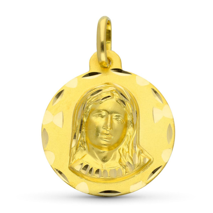 18k Medalla Oro Amarillo Virgen NiÑa Tallada 18 Mm | Joyería Gimeno | Tu joyería de confianza en Valencia