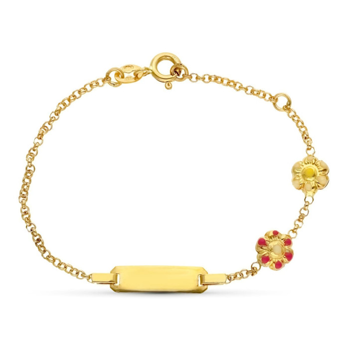 18k Esclava Oro Amarillo Flores 15.5 Cm | Joyería Gimeno | Tu joyería de confianza en Valencia