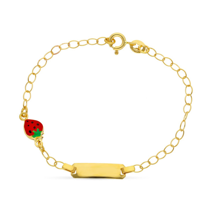 18k Esclava Oro Amarillo Fresa Esmalte 16 Cm | Joyería Gimeno | Tu joyería de confianza en Valencia