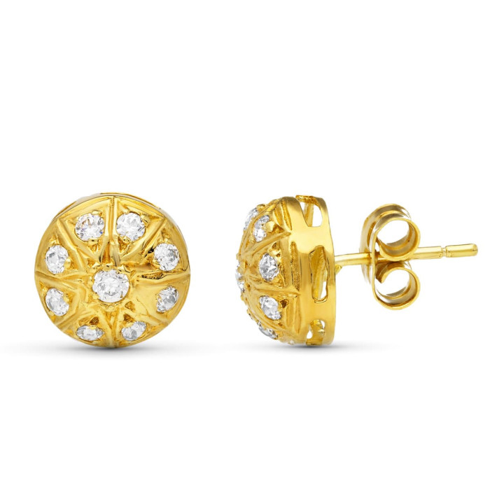 18k Pendientes Circonitas Oro Blanco Y Oro Amarillo 9 Mm | Joyería Gimeno | Tu joyería de confianza en Valencia