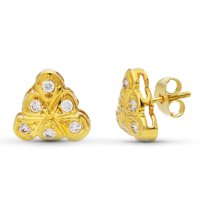 18k Pendientes Oro Amarillo Circonitas 9 Mm Oro | Joyería Gimeno | Tu joyería de confianza en Valencia