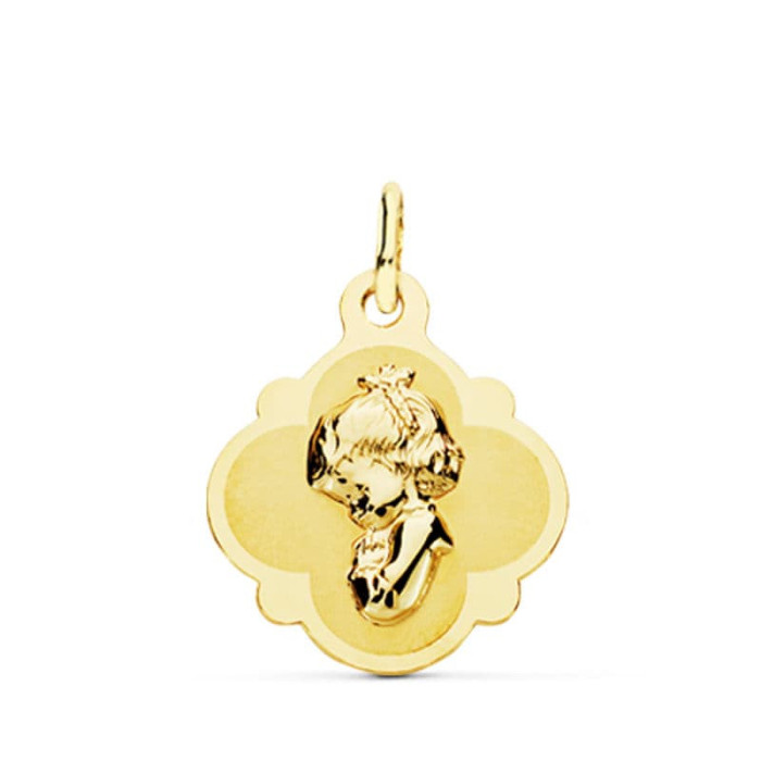 18k Medalla Oro Amarillo Virgen NiÑa 19x16 Mm | Joyería Gimeno | Tu joyería de confianza en Valencia