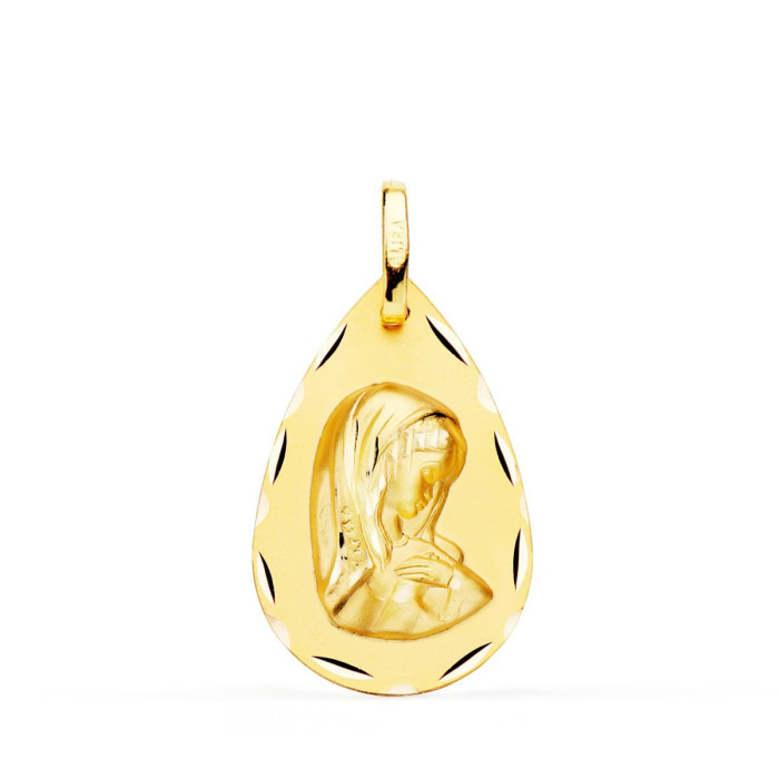 18k Medalla Virgen NiÑa Gota Talla Clasica 23x15 Mm | Joyería Gimeno | Tu joyería de confianza en Valencia