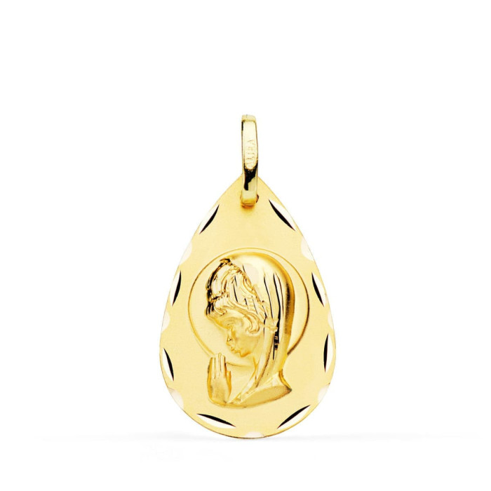 18k Medalla Oro Amarillo Virgen NiÑa Lagrima Tallada 19x11 Mm | Joyería Gimeno | Tu joyería de confianza en Valencia