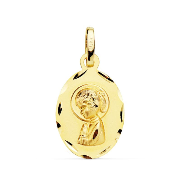 18k Medalla Oro Amarillo Virgen NiÑa Oval Tallada 19x12 Mm | Joyería Gimeno | Tu joyería de confianza en Valencia