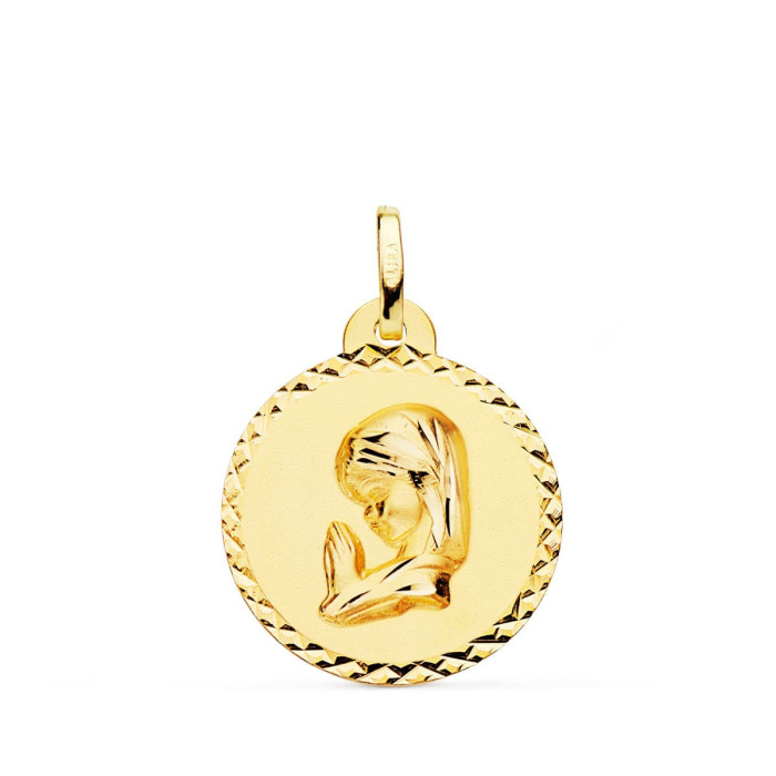 18k Medalla Oro Amarillo Virgen NiÑa Talla Cruzada 20 Mm | Joyería Gimeno | Tu joyería de confianza en Valencia